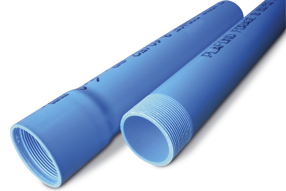 CAÑOS DE PVC CELESTES ROSCADOS 1  ½  “
